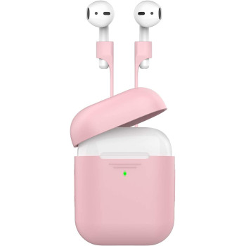 Promate Airpods Case With Strap, Premium Protective Silicone Case Cover Compatible Design For Apple Airpods,Airpods 2, Podkit Pink