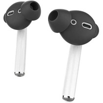 Promate Airpods Silicone Earbuds Covers, Premium Passive Noise Cancellation Ear Tips,For Apple Airpods And Airpods 2, Podskin Black