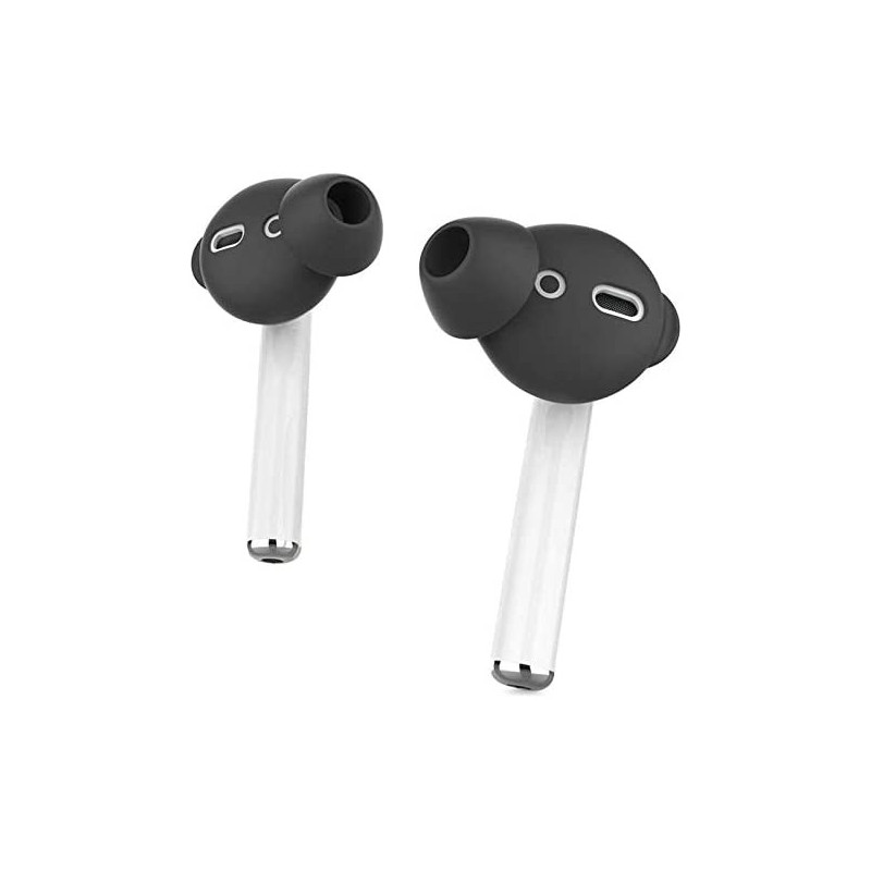 Promate Airpods Silicone Earbuds Covers, Premium Passive Noise Cancellation Ear Tips,For Apple Airpods And Airpods 2, Podskin Black