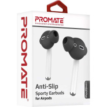 Promate Airpods Silicone Earbuds Covers, Premium Passive Noise Cancellation Ear Tips,For Apple Airpods And Airpods 2, Podskin Black
