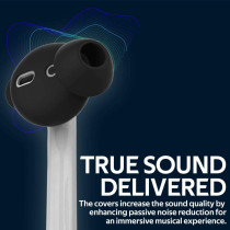 Promate Airpods Silicone Earbuds Covers, Premium Passive Noise Cancellation Ear Tips,For Apple Airpods And Airpods 2, Podskin Black