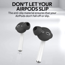 Promate Airpods Silicone Earbuds Covers, Premium Passive Noise Cancellation Ear Tips,For Apple Airpods And Airpods 2, Podskin Black