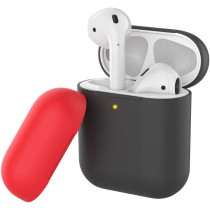 Promate Airpods Case, Premium Silicone Full Protective Drop Protection Wireless Charging Compatible Cover, Silicase Black