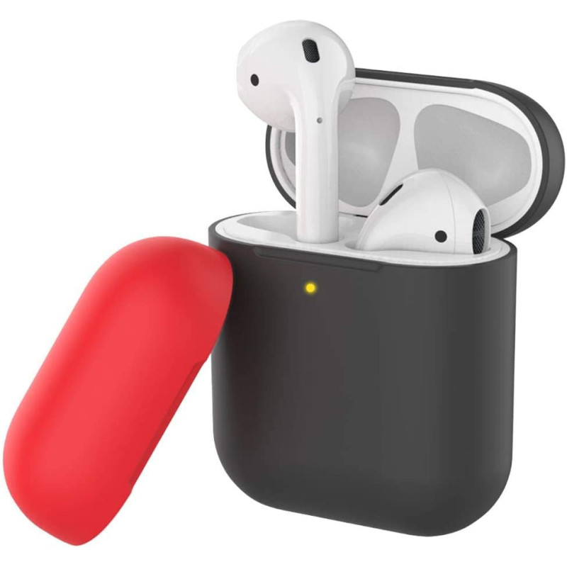 Promate Airpods Case, Premium Silicone Full Protective Drop Protection Wireless Charging Compatible Cover, Silicase Black