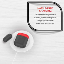 Promate Airpods Case, Premium Silicone Full Protective Drop Protection Wireless Charging Compatible Cover, Silicase Black