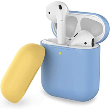 Promate Airpods Case, Premium Silicone Full Protective Drop Protection Wireless Charging Compatible Cover, Silicase Blue