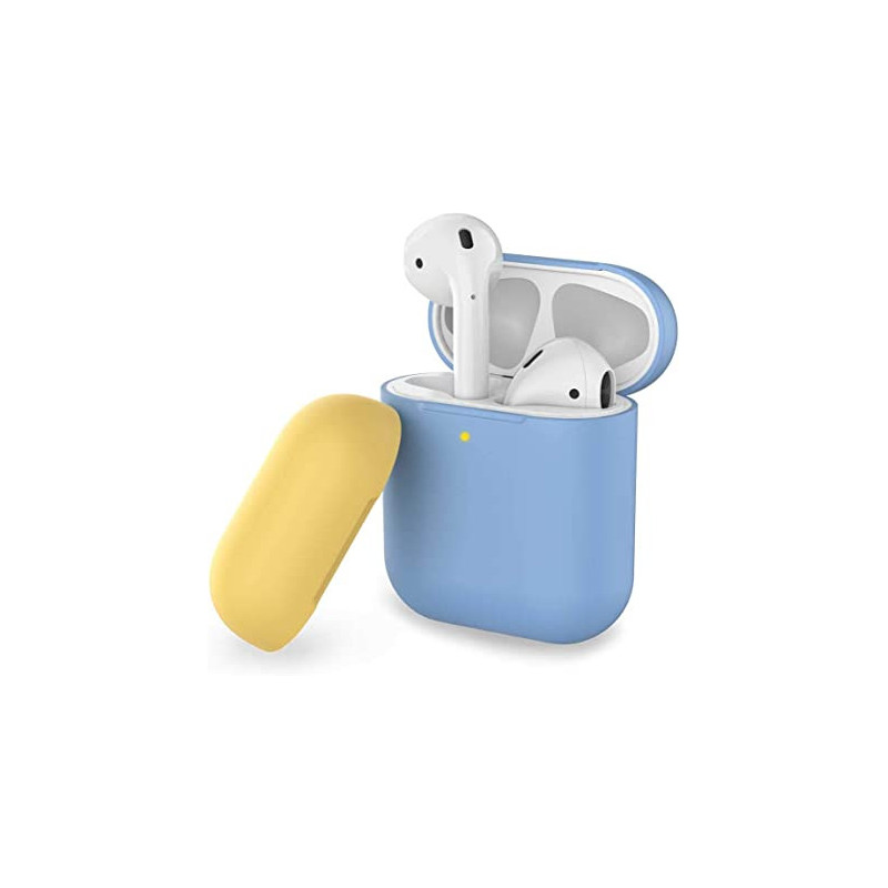 Promate Airpods Case, Premium Silicone Full Protective Drop Protection Wireless Charging Compatible Cover, Silicase Blue