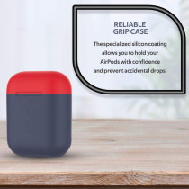 Promate Airpods Case, Premium Silicone Full Protective Drop Protection Wireless Charging Compatible Cover, Silicase Navy
