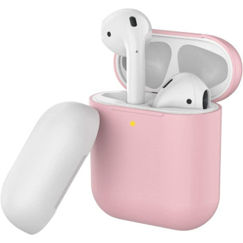 Promate Airpods Case, Premium Silicone Full Protective Drop Protection Wireless Charging Compatible Cover, Silicase Pink