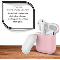 Promate Airpods Case, Premium Silicone Full Protective Drop Protection Wireless Charging Compatible Cover, Silicase Pink