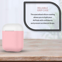 Promate Airpods Case, Premium Silicone Full Protective Drop Protection Wireless Charging Compatible Cover, Silicase Pink