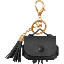 Promate Airpods Pro Case, Ultra-Slim Protective Soft Designer Faux Leather Cover With Wireless Charging, Women, Tassel-Pro Black