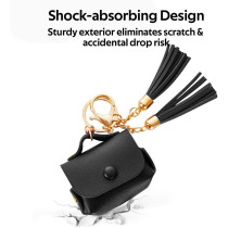 Promate Airpods Pro Case, Ultra-Slim Protective Soft Designer Faux Leather Cover With Wireless Charging, Women, Tassel-Pro Black