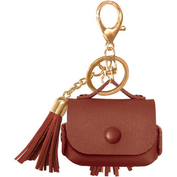 Promate Airpods Pro Case, Ultra-Slim Protective Soft Designer Faux Leather Cover With Wireless Charging, Women, Tassel-Pro Brown