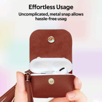 Promate Airpods Pro Case, Ultra-Slim Protective Soft Designer Faux Leather Cover With Wireless Charging, Women, Tassel-Pro Brown