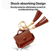 Promate Airpods Pro Case, Ultra-Slim Protective Soft Designer Faux Leather Cover With Wireless Charging, Women, Tassel-Pro Brown