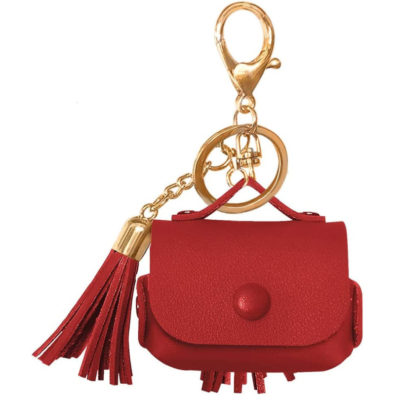 Promate Airpods Pro Case, Ultra-Slim Protective Soft Designer Faux Leather Cover With Wireless Charging, Women, Tassel-Pro Red