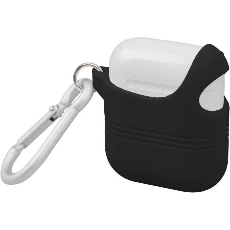 Promate Airpods Silicone Case, Shockproof Cover With Secure Lid Strap For Apple Airpods And Airpods 2, Veilcase Black