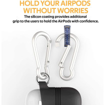 Promate Airpods Silicone Case, Shockproof Cover With Secure Lid Strap For Apple Airpods And Airpods 2, Veilcase Black