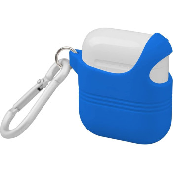 Promate Airpods Silicone Case, Shockproof Cover With Secure Lid Strap For Apple Airpods And Airpods 2, Veilcase Blue