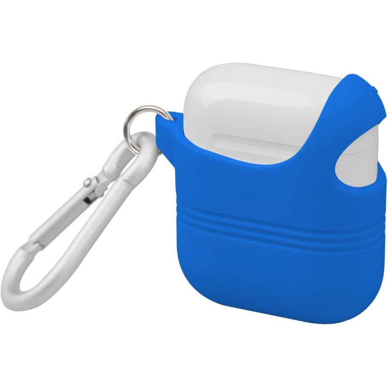 Promate Airpods Silicone Case, Shockproof Cover With Secure Lid Strap For Apple Airpods And Airpods 2, Veilcase Blue