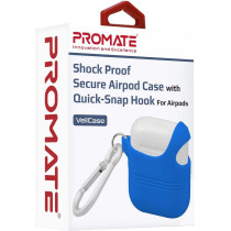Promate Airpods Silicone Case, Shockproof Cover With Secure Lid Strap For Apple Airpods And Airpods 2, Veilcase Blue
