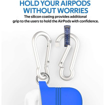 Promate Airpods Silicone Case, Shockproof Cover With Secure Lid Strap For Apple Airpods And Airpods 2, Veilcase Blue