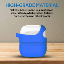 Promate Airpods Silicone Case, Shockproof Cover With Secure Lid Strap For Apple Airpods And Airpods 2, Veilcase Blue