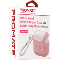 Promate Airpods Silicone Case, Shockproof Cover With Secure Lid Strap For Apple Airpods And Airpods 2, Veilcase Pink