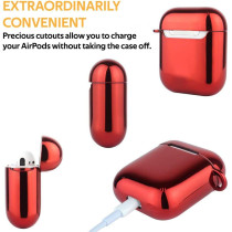 Promate Airpods Hard Case, Durable Slim Fit Dual Layer Shockproof Case Cover For Apple Airpods And Airpods 2, Neoncase Maroon