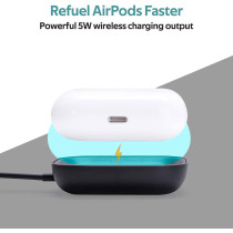 Promate Wireless Charger For Airpods, Powerful 5W Wireless Charging Dock, For Airpods And Airpods Pro, Aurapod-1 - Black