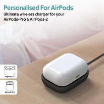 Promate Wireless Charger For Airpods, Powerful 5W Wireless Charging Dock, For Airpods And Airpods Pro, Aurapod-1 - Black