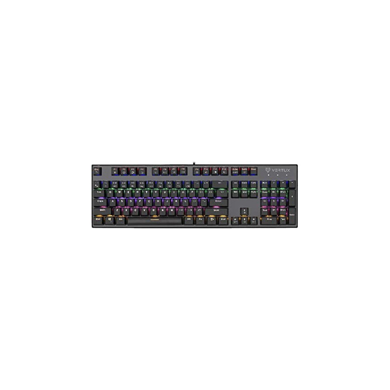 Vertux Gaming Keyboard,Premium Rgb Led Backlit Usb Wired Mechanical Gaming Keyboard,104 Anti-Ghosting Keys For Pc, Tactical Eng/Arab