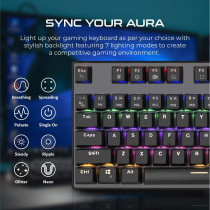 Vertux Gaming Keyboard,Premium Rgb Led Backlit Usb Wired Mechanical Gaming Keyboard,104 Anti-Ghosting Keys For Pc, Tactical Eng/Arab