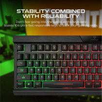 Vertux Gaming Keyboard, Professional Ergonomic Wired Usb Gaming Keyboard,12 Multimedia Shortcut Keys For Pc, Amber Eng/Arab