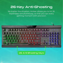 Vertux Gaming Keyboard, Professional Ergonomic Wired Usb Gaming Keyboard,12 Multimedia Shortcut Keys For Pc, Amber Eng/Arab