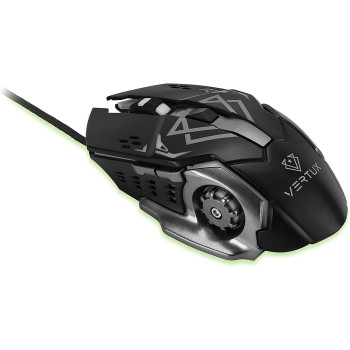 Vertux High Performance 3200 Dpi 6 Buttons Rainbow Led Backlit Usb Gaming Mouse Wired For Windows, Mac, Linux, Drago Blk/Gry