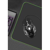 Vertux High Performance 3200 Dpi 6 Buttons Rainbow Led Backlit Usb Gaming Mouse Wired For Windows, Mac, Linux, Drago Blk/Gry