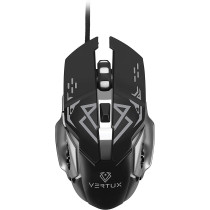 Vertux High Performance 3200 Dpi 6 Buttons Rainbow Led Backlit Usb Gaming Mouse Wired For Windows, Mac, Linux, Drago Blk/Gry