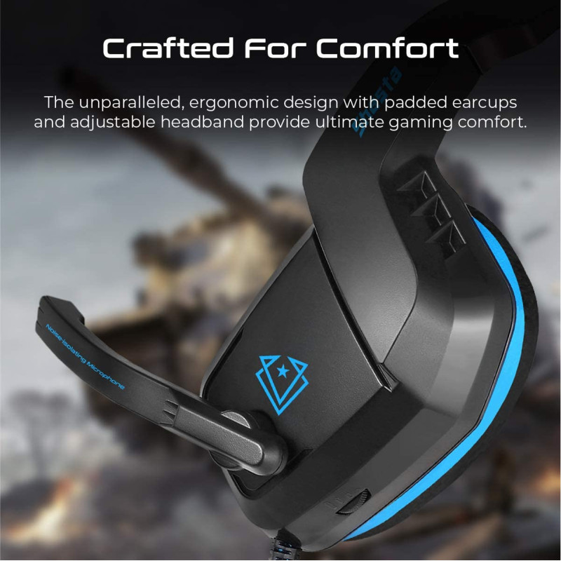 Vertux Gaming Headphone, Professional Over-Ear 3.5Mm, Noise-Isolating Microphone For Xbox One, Pc, Smartphone, Shasta Blue