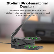 Vertux Usb Computer Microphone, Premium Lightweight Desktop Condenser, Gooseneck Mic With Metallic Stand For Gamers, Streamer-3 Black