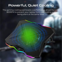 Vertux Notebook Cooler Stand, Foldable 17 Inch Gaming Laptop Usb Fan Cooler With Heat Dissipating Mesh Surface, Rgb Led Light, On-Board Control, Adjustable Height And Dual Usb Port, Glare