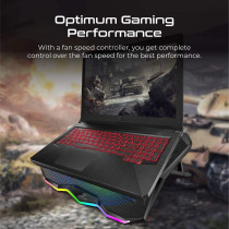 Vertux Notebook Cooler Stand, Foldable 17 Inch Gaming Laptop Usb Fan Cooler With Heat Dissipating Mesh Surface, Rgb Led Light, On-Board Control, Adjustable Height And Dual Usb Port, Glare
