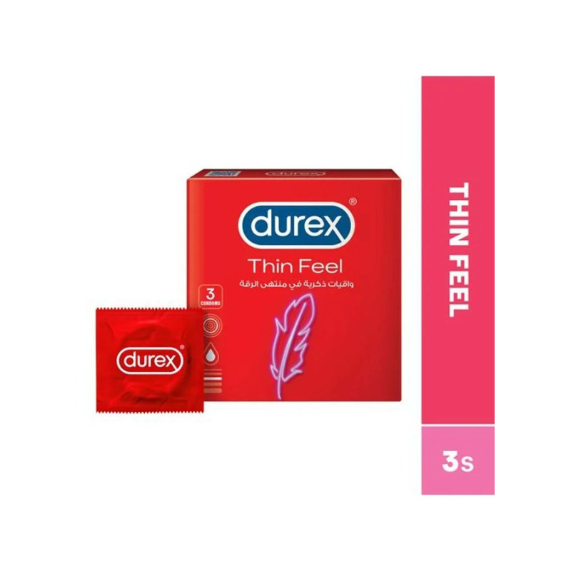 Durex Thin Feel Lubricated Condoms For Men 3 Pieces
