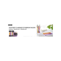 FEATHER 3-Piece Flamingos Facial Touch-Up Stainless Steel Safe Razor Purple/Yellow/Pink 26G