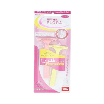 FEATHER Flora 2-Piece Shaving Razors Pink/Yellow 2 Pieces