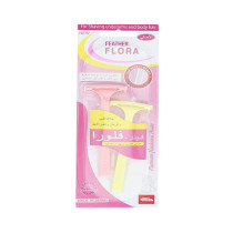 FEATHER Flora 2-Piece Shaving Razors Pink/Yellow 2 Pieces