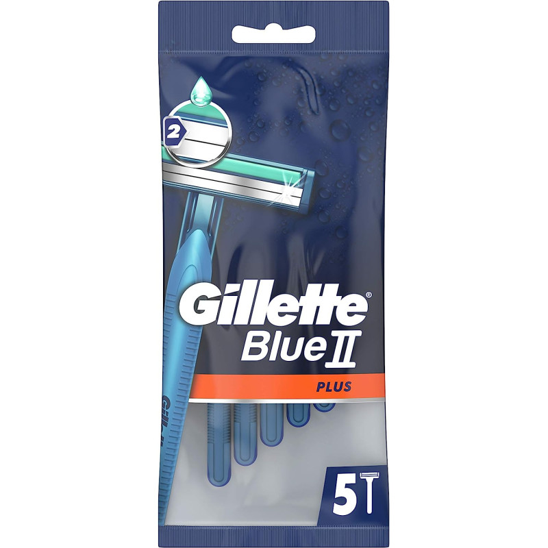 Gillette Blue Ii Plus Men’S Disposable Razors, 5 Count