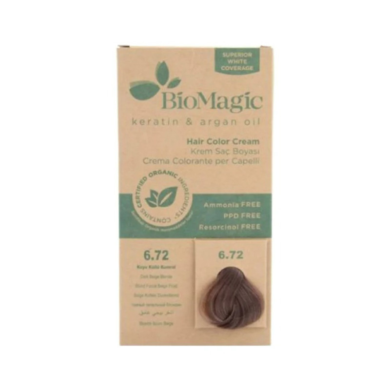 BIOMAGIC Hair Color Cream With Keratin & Argan Oil Dark Beige Blond 60Ml