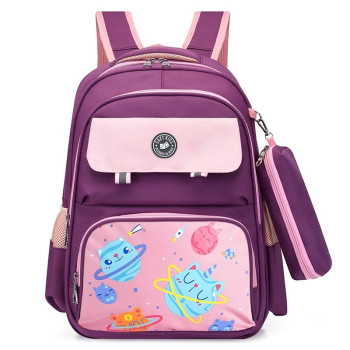 Eazy Kids Unicorn Planet school bag w/t Pencil Case-Purple For 3YearsPlus, Unisex (EZ_SB01_PU)